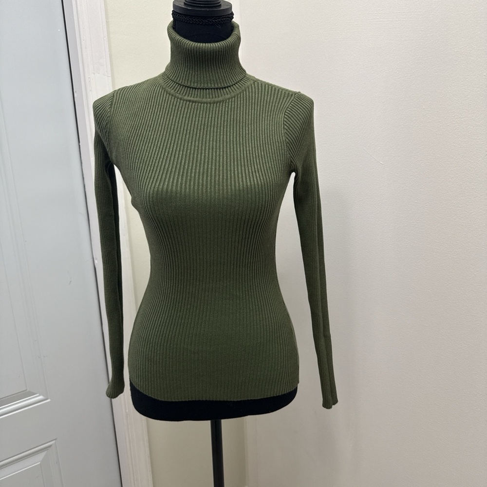 Olive Green Turtleneck Sweater